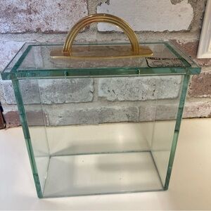 Heavy Glass Cloche w decorative Brass Handle 7”x7”x4” Sold in Florist Shop